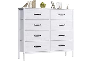 LYNCOHOME Kommode mit Schubladen, Kommode aus Stoff, Sideboard TV Schrank mit 8 Stoffschubladen, Aufbewahrungsschrank Schlafzimmer Schubladenschrank Küche Ordnungsmöbel für Büro Flur