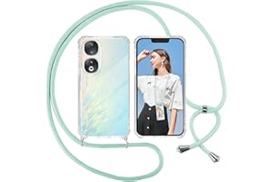 ISOI Coque pour Honor 90 avec Cordon - Tour de Cou Lanière en Corde - Transparente Silicone Housse avec Cordage Lanyard Case pour Honor 90 Collier Cover, Vert