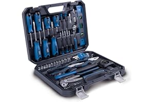 Scheppach Werkzeugkoffer TB90 gefüllt | 88-teiliges Werkzeug-Set | stabiler Transportkoffer | Biteinsätze & Schraubendreher aus hochwertigem Chrom-Vanadium-Stahl | inkl. Hammer, Zangen und vieles mehr