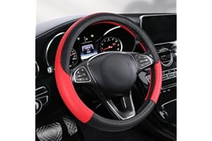 WANGIRL Lenkradbezug Auto Leder, Universal Größe Lenkradhülle 37-38cm/14.5-15inch, rutschfest und Atmungsaktiv (Rot)