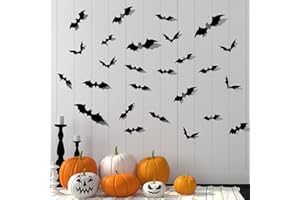 3D Decorative Bats - SOOKIN 36PCS Halloween Bats Wall Stickers 3D Bats Stickers Bat Decals Decorative Scary Bats - for DIY Home Window Decor Halloween Party Supplies
