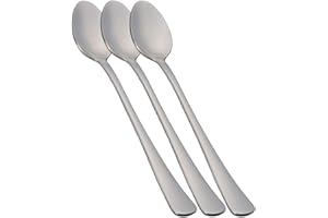 ETREXONLINE 3 Cuillères pour Mélanger Thé Glacé, Café, Cocktail, Smoothie et Boissons Froides 20,7 x 2,9 cm en Acier Inoxydable 18/0 Design Simple et Élégant