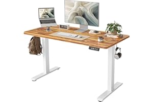 BEXEVUE 120x60 cm Bureau Assis Debout Électrique - Bureau réglable en Hauteur avec Faisceau de câbles, Panneau de contrôle à 3 Fonctions mémoires, Finition Bois Clair Antique.