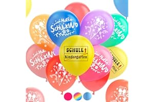 MQIAN Einschulung Deko Ballons, 25 Stück Schulanfang Schulstart Schulkind Schuleinführung Deko Ballons, 2025 Einschulung Party Dekoration Farbmix Junge Mädchen