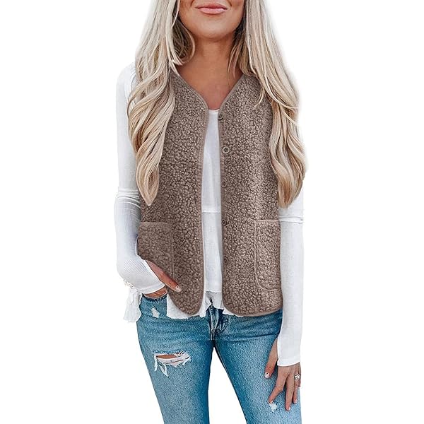 Damen Weste Grau Minetom Damen Fleeceweste Ärmellos, Kuschelig