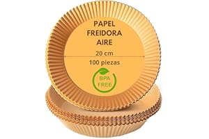 FUTURE NEST FUTURENEST -Papel Freidora de Aire - 100 Unidades Papel Airfryer Redondo 20 cm - Compatible con Cosori, Cecotec, Freidoras Cuadradas, Horno y Microondas. 4,5-6L