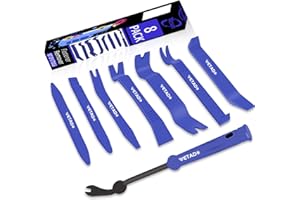 Wetado Trim Removal Tool, Car Upholstery Repair Kit, Car Door Audio Panel Trim Removal Set, Fastener Terminal Remover Tool Adhesive Cable Clips Pry Kit Auto Clip Pliers 8PCS (Dark Blue-8PCS)