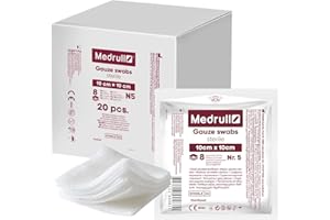 Medrull Compresse sterili, 20 buste x 5 pezzi (100 pezzi), 8 strati, 10 cm x 10 cm