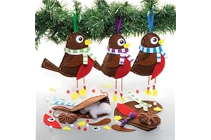 Baker Ross FE873 Kit da Cucito Pettirosso di Natale - Confezione da 3, Set da Cucito per Bambini, Attività Creative per Bambini, Progetto Ideale di Arti e Mestieri