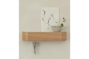 KAZAI. Wieszak na Klucze 'Toke' | Design Haczyków na Klucze z Berlina | Nowoczesny Uchwyt z Półką z Drewna | Wieszak jako Mebel Ścienny do Przedpokoju | Dąb