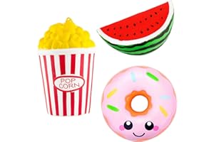 HIRSRIAN Squishies Toys, Hirsiran 3Pcs Squishy Jumbo Squeeze Toy Slow Rising Scented Stress Relief Smile Donut Ice Cream Pop Corn Toy for Kids Adults