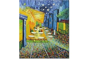Terrasse de café peinte à la main de Fokenzary pendant la nuit Reproduction de Vincent Van Gogh, œuvre d'art célèbre, peinture abstraite moderne sur toile pour le salon, décor de mur