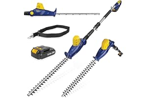 Skotek Cordless Long Reach Hedge Trimmer, 20V Lithium-Ion 2.43m Telescopic Hedge Trimmer Cordless Hedge Cutter with 1x Battery, Shoulder Strap and Charger Included