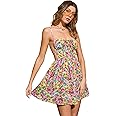 Aahwan Women's & Girls Mini Floral Print Ruched Bust Tie Backless Cami Dress