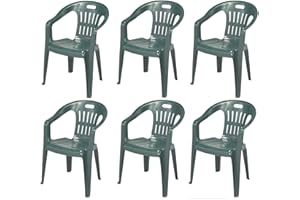 Tomaino - Silla de jardín de plástico con reposabrazos apilable (6, verde)