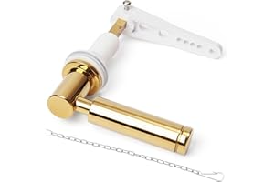 WEIELT Toilet Flush Handle Eeplacement Kit Zinc Alloy Metal Toilet Handle Replacement, Toilet Cistern Lever Arm with Chain - Adjustable Arm (Gold)