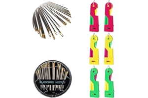 FLZONE Infila Ago Automatico,6 Pezzi Needle Threading Device con Aghi da Cucito 30 Pezzi per Cucire a Mano e Macchina da Cucire Artigianato