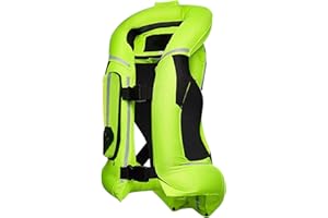 ZZJCY Chaleco Airbag Profesional para Motocicleta, Chaleco Airbag con Tira Reflectante para Motocross, Chaqueta Airbag Moto, Protege Espalda, Cintura, Caderas, Vértebras Cola,Verde,S