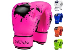 GROSEE Guante de boxeo para niños, 6 onzas, 8 onzas, guantes de entrenamiento para jóvenes, niños y niñas para saco de boxeo, kickboxing, muay thai, MMA, UFC, regalo para edades de 6 a 15 años