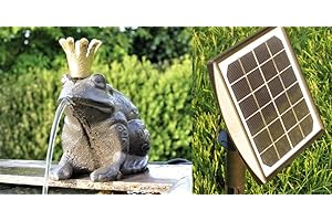 powershop11 Wasserspeier Froschkönig Guß 13 cm mit Solarpumpe Solaris 170