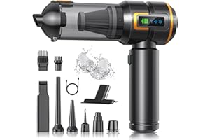 BOTATIO Aspirabriciole Senza Fili, 17000Pa 4-in-1 Aspirapolvere Auto Cordless con Schermo, One-Touch Dust Dump con 3 Velocità Motore Brushless, Mini Aspirapolvere per Casa, Ufficio, Auto, Capelli, Oro Scuro