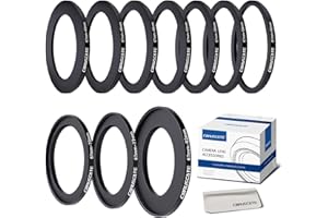CORUSCATE 10 pieces 67 mm filter ring adapter set, filter metal step rings for all brands, UV ND CPL 67-43, 67-46, 67-49 mm, 67-52 mm, 67-55 mm, 67-58 mm, 67-62 mm, 67-72 mm, 67-77 mm, 67-82 mm + lens cleaning