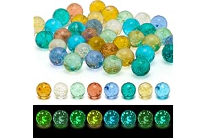 QKJEM 40 stycken glasmulor 16 mm färgglada kulor lampor i mörkret mommulor för första skoldagen fluorescerande kulor passar för barn marmorbana gör-det-själv och heminredning