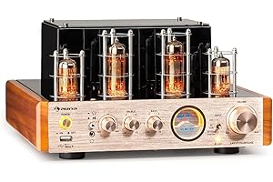 Auna Amp VT Amplificateur Hi-FI à Lampes 2x35 W RMS, Amplificateur stéréo BT Opt./Coax./AUX-in, Amplificateur, Champagne