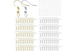 ZYFC Earrings Making Kit, 100 PCS Earring Hooks, Hypoallergenic Ear Wire Hooks with 100 PCS Clear Earring Safety Backs, Earrings Making Supplies Kit for DIY Earring Jewelry Making (Silver and Gold) (200)