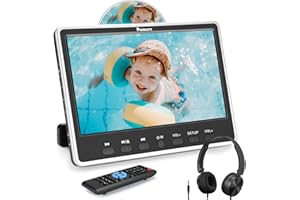 NAVISKAUTO Lecteur DVD Voiture Ecran d'appui tête avec Cable AV et Ecouteur pour Enfant 12 Pouce Compatible avec MP3, Supporte HDMI Input Région Libre USB SD