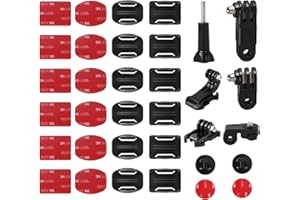 Zeuwets 36 Stück Gopro Klebepads und Gopro Halterungen Zubehör, Klebehalterung Helmhalterung Flache Gebogene 3M, Helmbefestigung Kompatibel mit Action Kamera GoPro Hero 45678 Max Session 3+/3/2/1