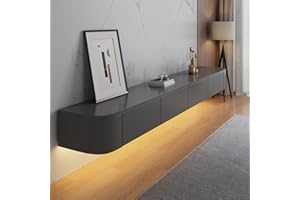 HYANXUE Soporte flotante para TV, estantes de TV montados en la pared con puerta, consola multimedia de TV, armario flotante para TV, banco de TV de gran almacenamiento debajo de la TV (gris + LED