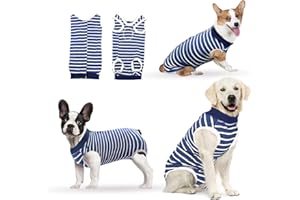 Hipet Erholungsanzug für Hunde Katzen nach der Operation, männlich/weiblich, verhindert Lecken, Bauchwunden, Spay oder Hautkrankheiten, E-Halsband-Alternative für Haustiere (XXL, blau gestreift)