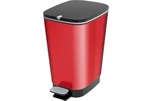 Keter Kis Chic Bin M - Pattumiera a Pedale ideale per Bagno e Cucina con Capacità di 35 Lt, 26,5X40,5X45H cm - Rossa