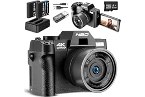 NBD Cámara Digital Compacta 48MP 4K HD Cámara de Fotos 16X Digital Zoom,180 ° Flip 3.0 "de Pantalla Cámara Portátil Compacta con Tarjeta 32GB, Recargable Cámara para Niños, Principiantes, Adulto