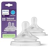 Philips Avent Tetina de biber&oacute;n Natural Response: 2 tetinas de biber&oacute;n de flujo 1 para reci&eacute;n nacidos, a partir de 0 meses, s