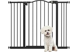 PawHut 78 cm Cancelletto per Cani da Interno, Cancello per Cani di Sicurezza, Barriera Cancellino per Cane Estensibile 74-100 cm con Doppio Blocco e Chiusura Automatica per Scale e Porta, Nero