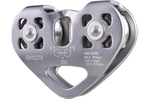 TRIWONDER Double Poulie Tyrolienne 30kN Tandem Poulie Escalade pour Câble Chariot Escalade Spéléologie Rescue