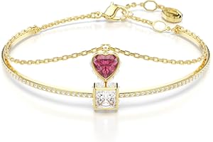 Swarovski Bransoletka typu bangle Chroma, Serce, Czerwona, Powłoka w odcieniu złota