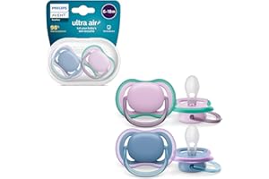 Philips AVENT ultra air smoczek – lekki, oddychający smoczek dla dzieci w wieku 6-18 miesięcy, nie zawiera BPA, z pojemnikiem transportowym jako sterylizator, 2 sztuki, model SCF085/34