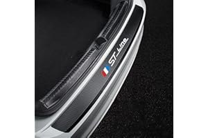 JYMLOV Car Rear Bumper Protector Film, for Fo-rd Focus St Line, Trunk Door Sill Edge Guard Protection Sticker Carbon Fiber Scratch-Resistant Decorative Bar Styling Accessories,Black