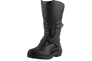 Texpeed Leather Motorcycle Boots For Men - Adventure 100% Waterproof Long Cut CE Approved Touring/Cruiser Biker Shoes - Black - UK 11