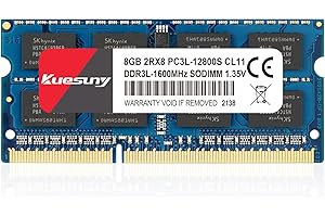 ‎KUESUNY Kuesuny 8 GB DDR3L / DDR3 1600 MHz Sodimm-RAM PC3L / PC3-12800S PC3L / PC3-12800 1,35 V / 1,5 V CL11 204 Pin 2RX8 Dual-Rank-RAM ohne Puffer ohne Puffer, ideal für das Upgrade von Notebooks