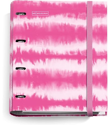 Classeur 4 Anneaux Miquelrius Tie Dye Menthe + 100 Feuilles Quadrillées 5mm - Élégant Et écolo