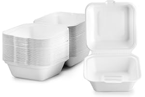Signature Packaging - Clamshell Takeaway Food Box Container - 50 Pack - (13 x 13 x 8cm)
