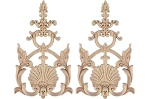 Hezhou Holz Ornament Holzornamente für Möbel Vintage Deko Geschnitztes Holz Skulptur Applique Onlay Lange Geschnitzte Holzschnitzerei Applikation Unbemalte für Möbel (2)