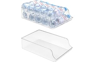 Puricon Lot de 2 Organiseurs Frigo pour Bouteille d’Eau, Boisson, Soda, Bière, Organisateur de Réfrigérateur, Tiroir Distributeur de Canettes-Grand