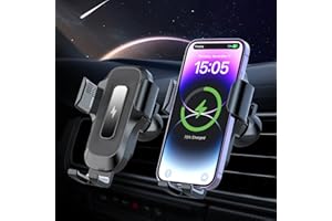 Car Phone Holder Wireless Charger - JIAWEN 15W Fast Charging Auto Clamping Wireless Car Charger, Air Vent Car Mount with Electric Sensor for iPhone15/14/13/12/11, Samsung Galaxy S23/S22/S21/S20