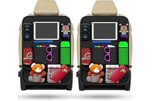 WWW Car Seat Organiser, Car Back Seat Storage Bags, 2 Pack Car Back Seat Organiser with [Touchable Tablet Holder], [9 Storage Pockets] for Toys, Bottles, Book, Travel Stuff