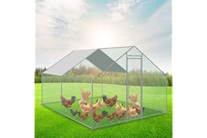 EINFEBEN Poulailler - Enclos XXL avec serrure - En acier galvanisé - Pour petits animaux - Volière d'extérieur - 3 x 4 x 2 m - Pour poules, petits animaux, oiseaux